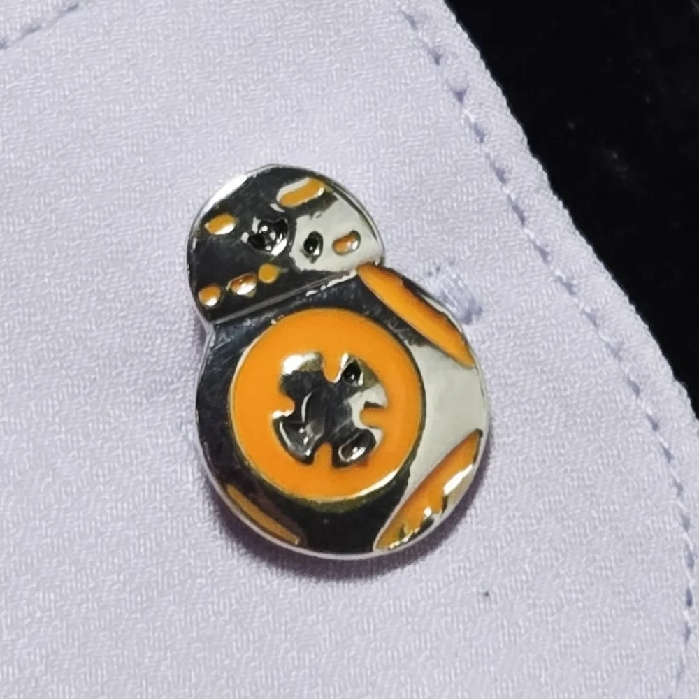 BB-8 Droid Star Wars Novelty French Cufflinks Silver Fixed Back Fandom Gift
